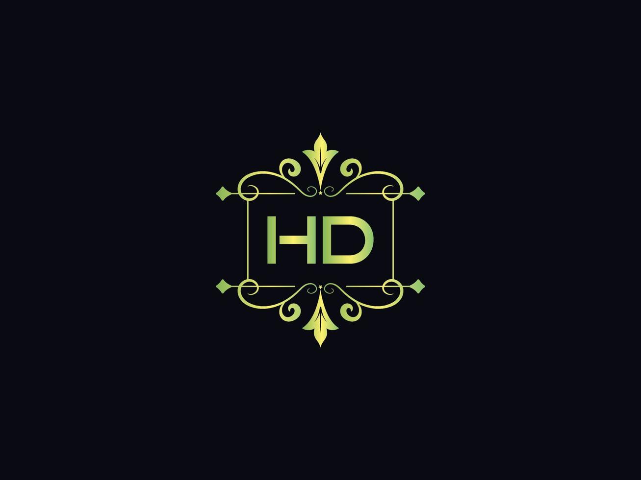 hd brev logotyp, monogram hd lyx logotyp ikon vektor