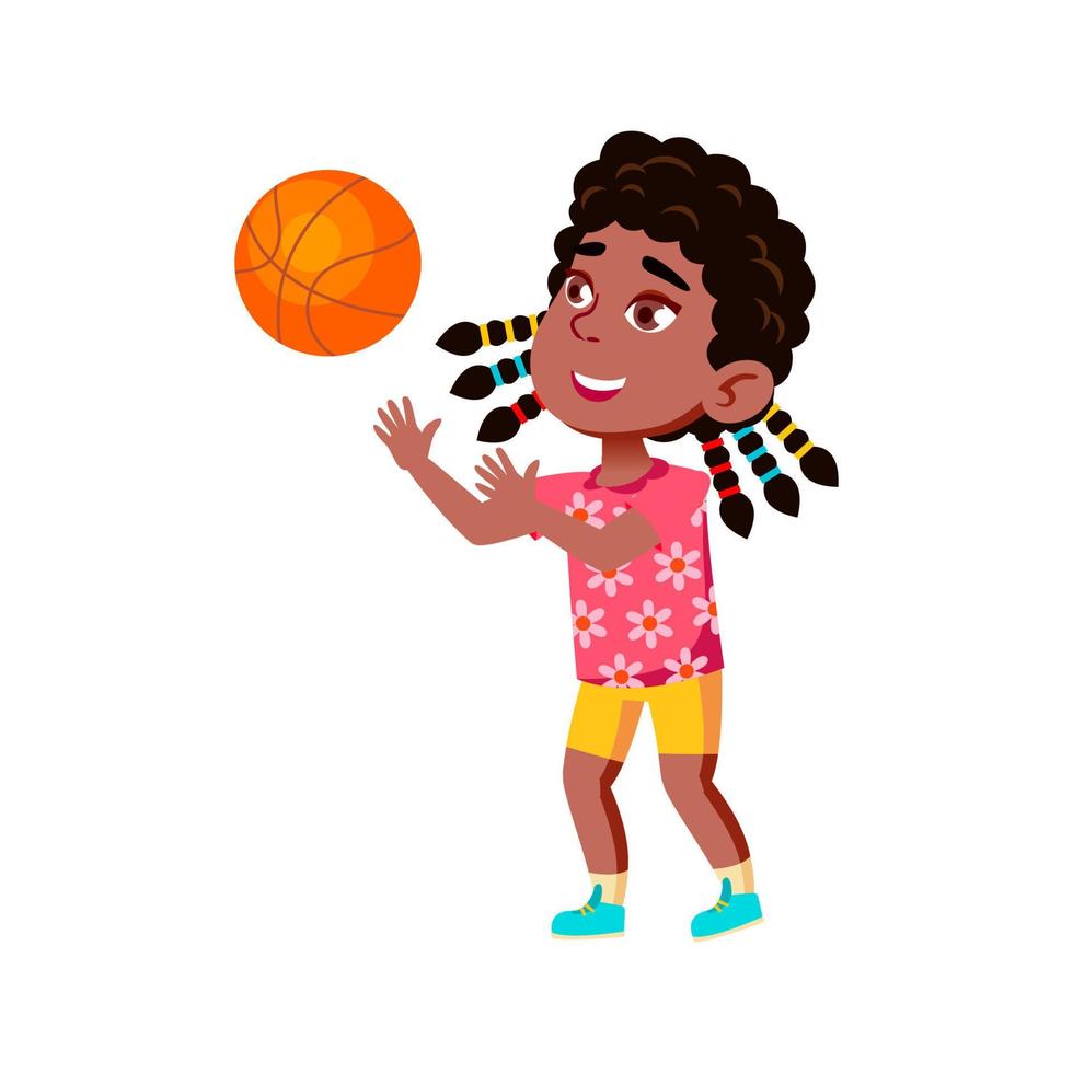 flicka barn spelar basketboll sport spel vektor