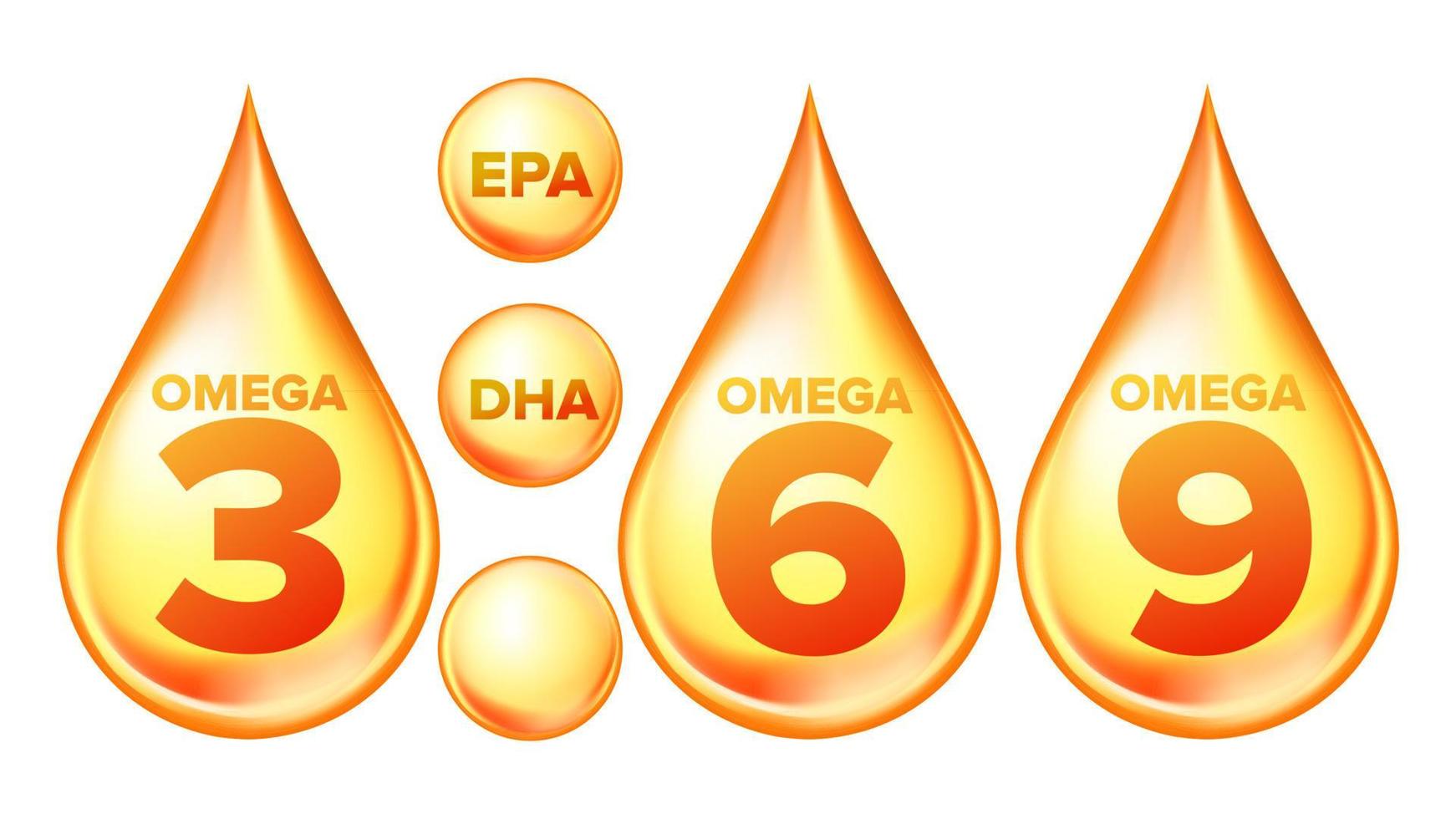 omega fet syra, epa, dha vektor droppar uppsättning