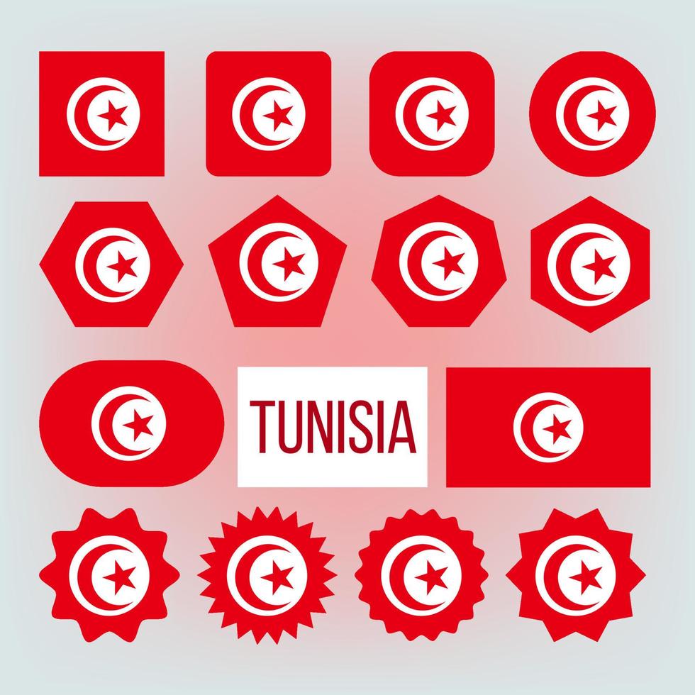 tunisien olika former vektor nationell flaggor uppsättning