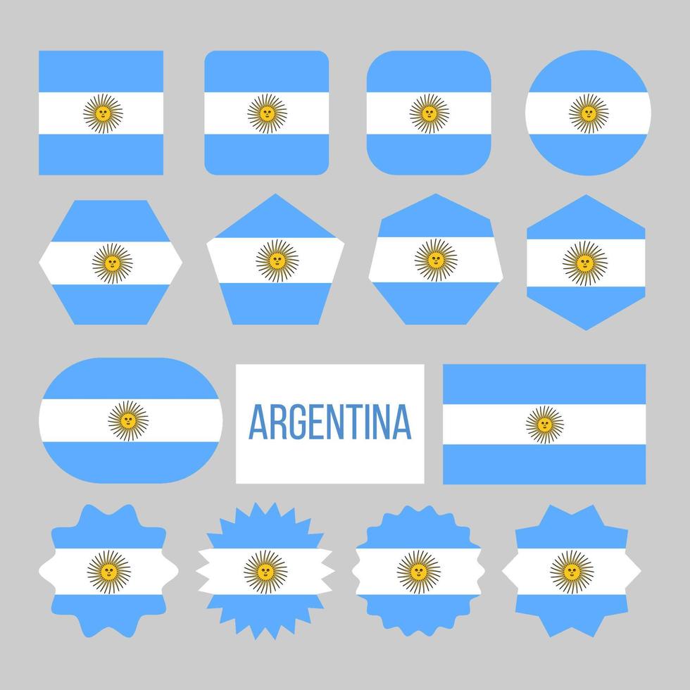argentinien-flaggensammlungsfigurenikonen setzen vektor