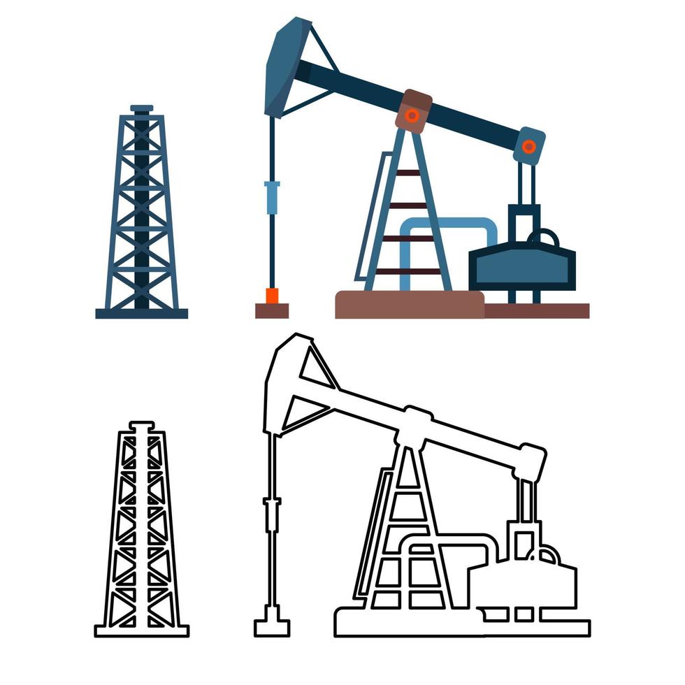 gezeichneter vektor der ölpumpenanlage der industrieausrüstung