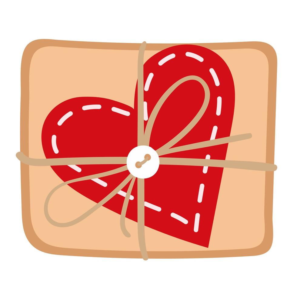 geschlossene Geschenkbox in Form eines Quadrats. eine Bastelbox mit Herzen für ein Geschenk oder Pralinen. konzeptionelle illustration für den valentinstag. Vektor-Cliparts für Grußkarten, Geburtstagskarten. vektor