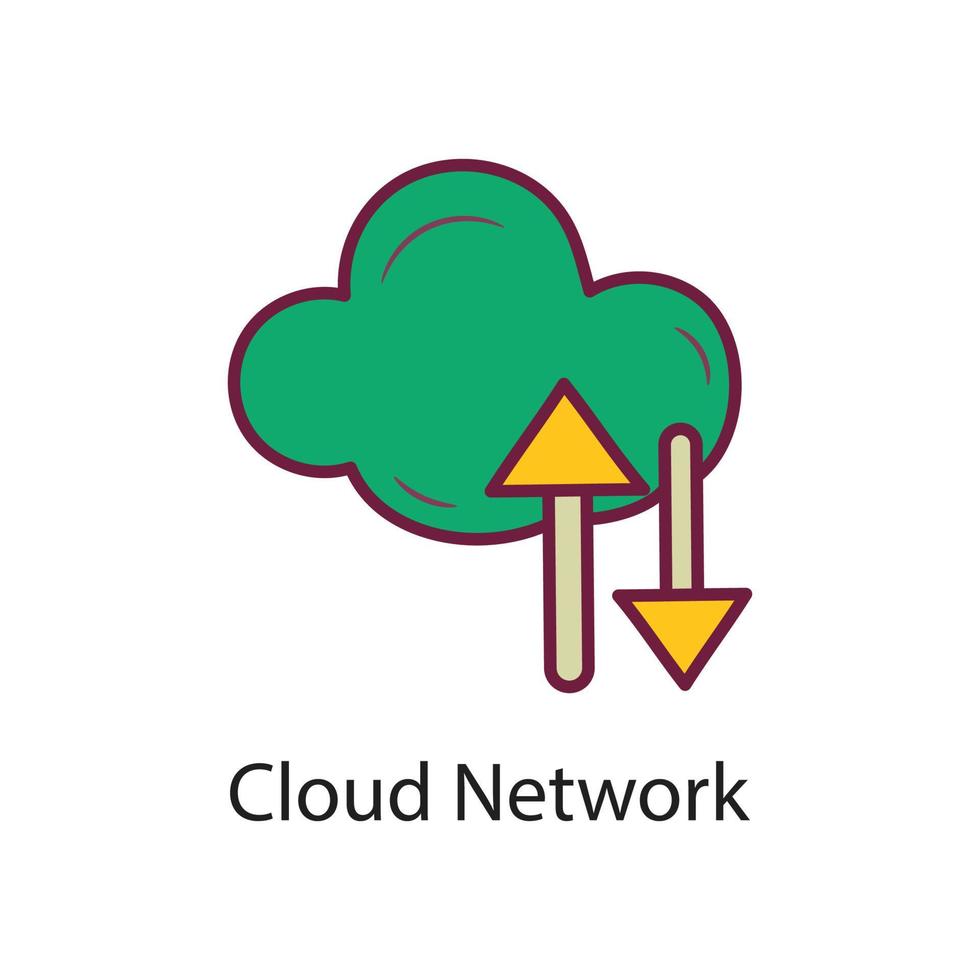 moln nätverk fylld översikt ikon design illustration. data symbol på vit bakgrund eps 10 fil vektor