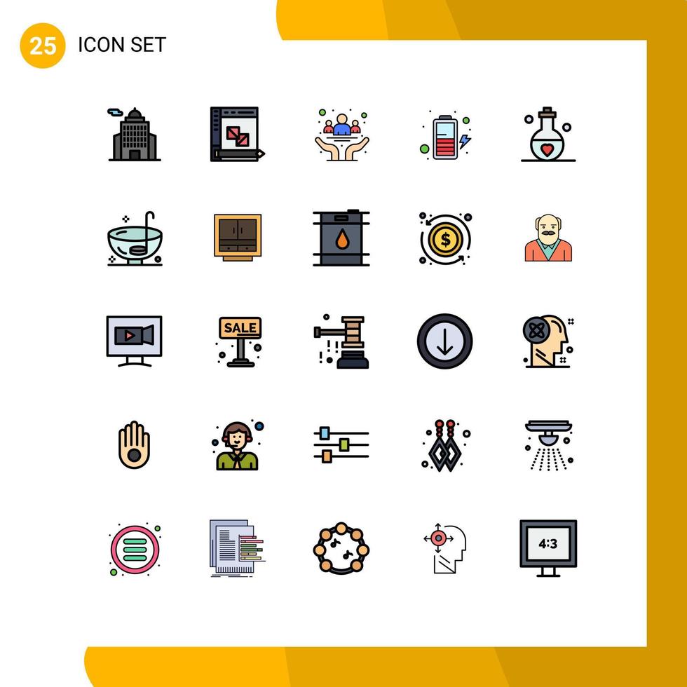 Aktienvektor-Icon-Pack mit 25 Zeilenzeichen und Symbolen für Liebesladungsplanung Batterietag editierbare Vektordesign-Elemente vektor