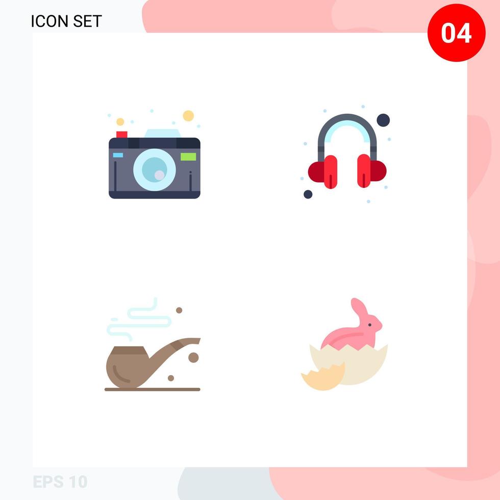mobile schnittstelle flachbild symbol satz von 4 piktogrammen der kamera st fotografie unterstützt ostern editierbare vektordesignelemente vektor