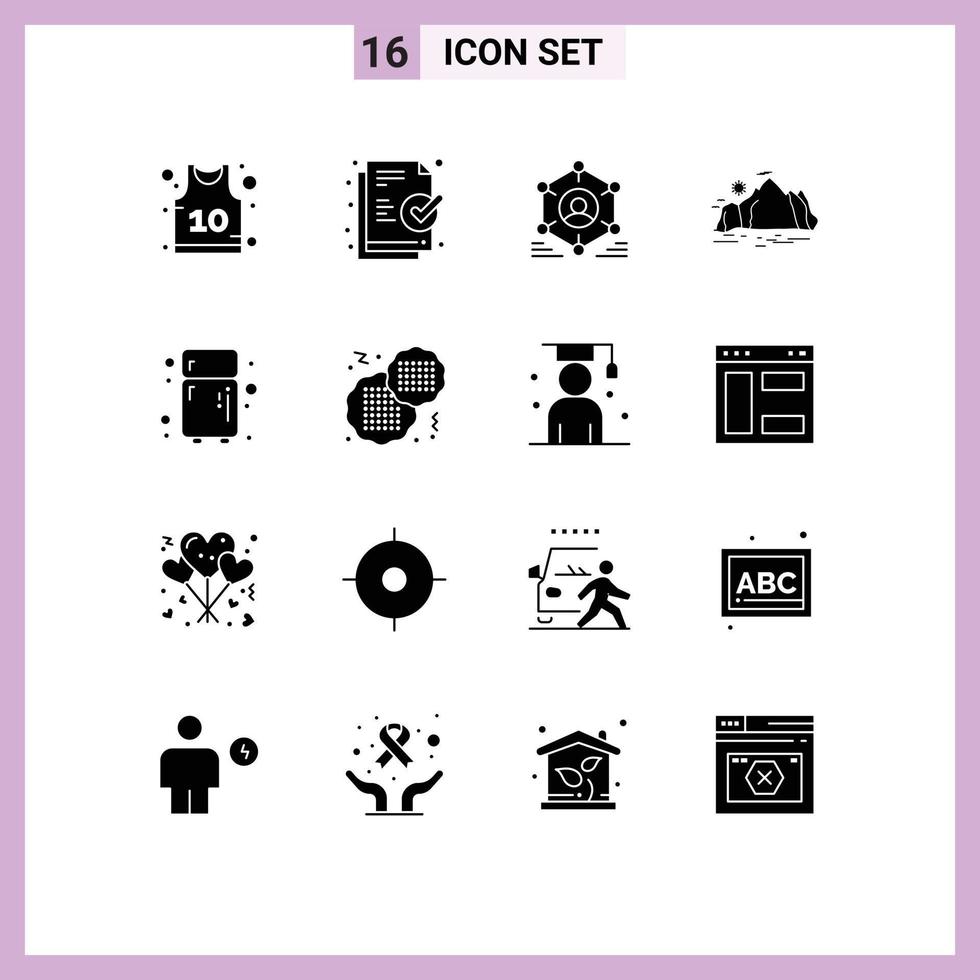 16 kreativ ikoner modern tecken och symboler av kök scen grupp berg kulle redigerbar vektor design element