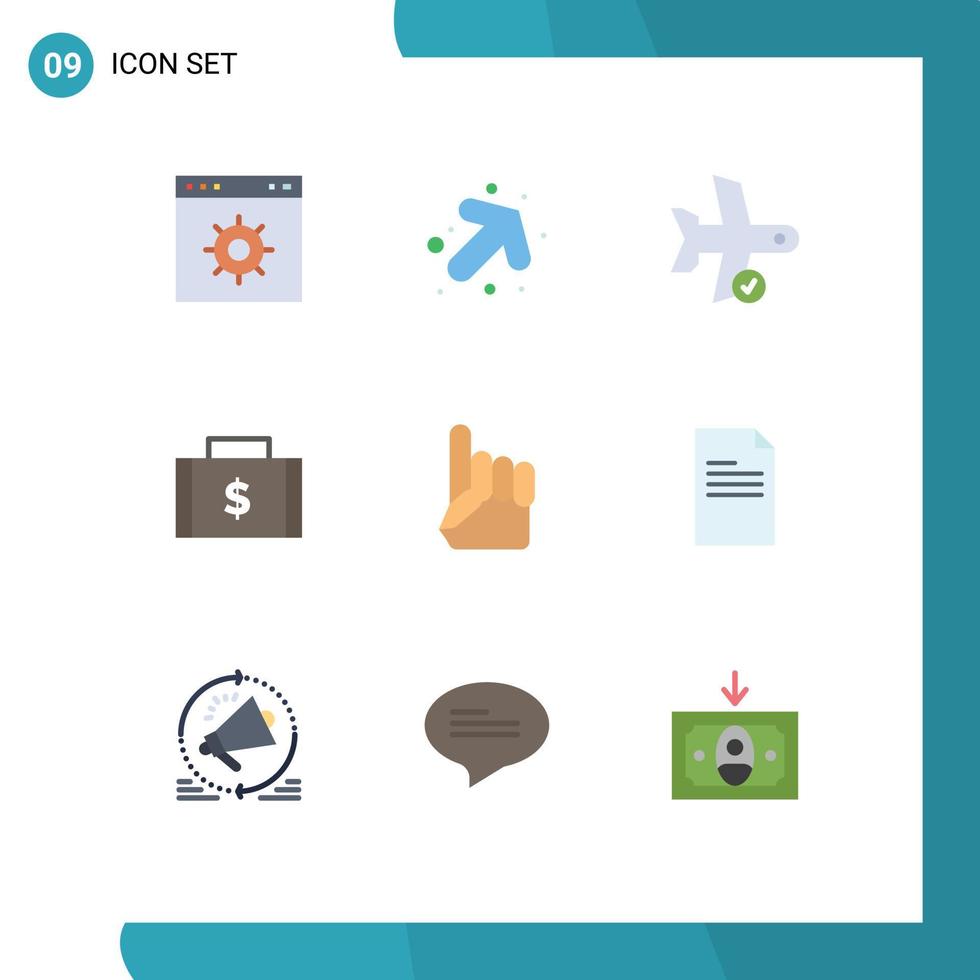 redigerbar vektor linje packa av 9 enkel platt färger av skum hand pengar flyg finansiera väska redigerbar vektor design element
