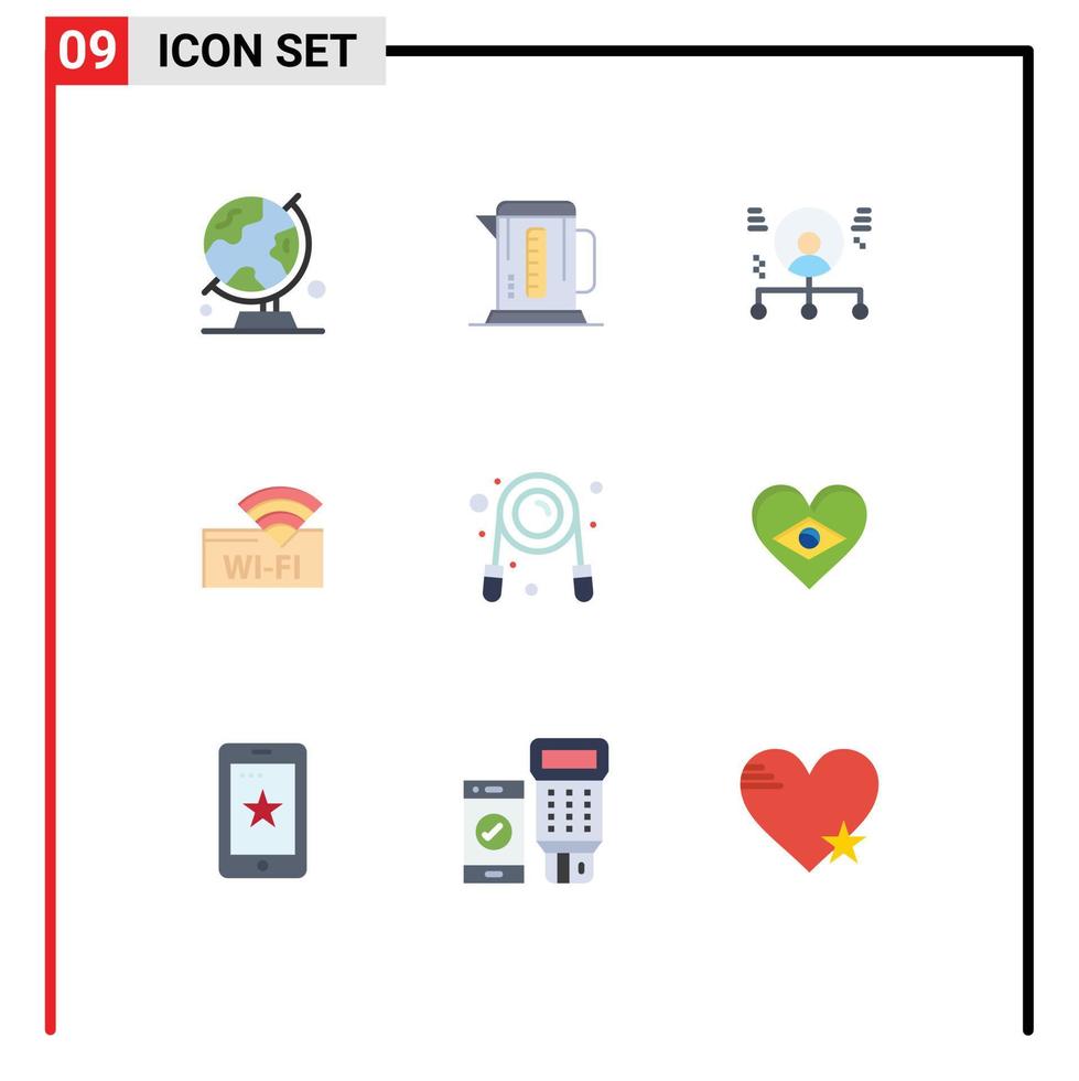 gruppe von 9 modernen flachen farben für gerät wifi hotel hotel mann editierbare vektordesignelemente vektor