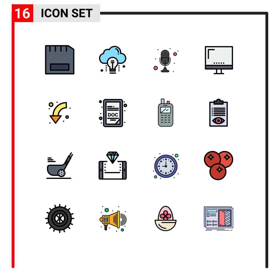 satz von 16 modernen ui-symbolen symbole zeichen für elektronische computerbirne sprechen mike editierbare kreative vektordesignelemente vektor