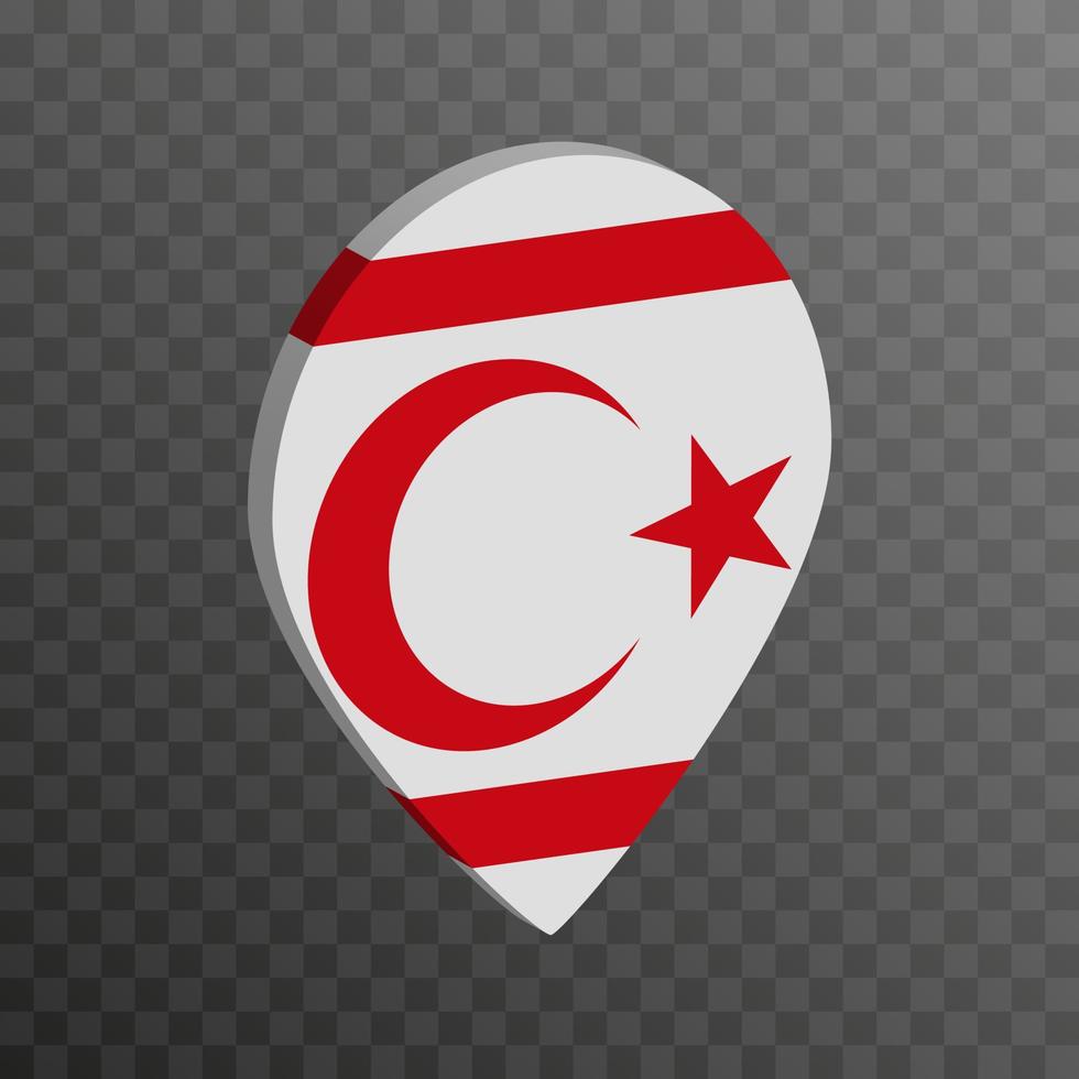 Kartenzeiger mit Flagge der türkischen Republik Nordzypern. Vektor-Illustration. vektor