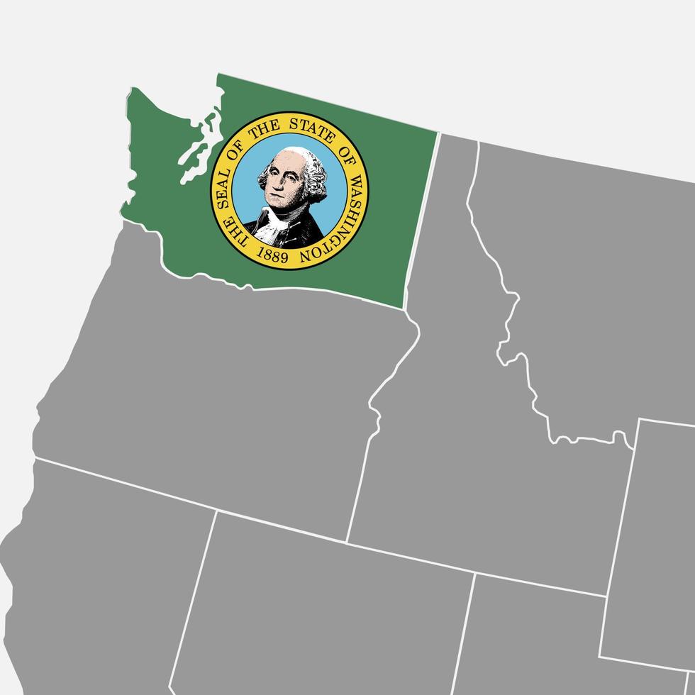 Washington State Karte mit Flagge. Vektor-Illustration. vektor