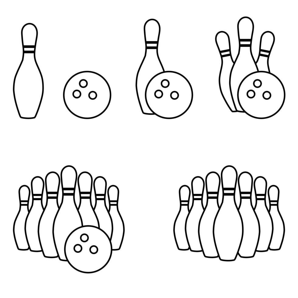 Bowlingbahn-Liniensymbole gesetzt vektor