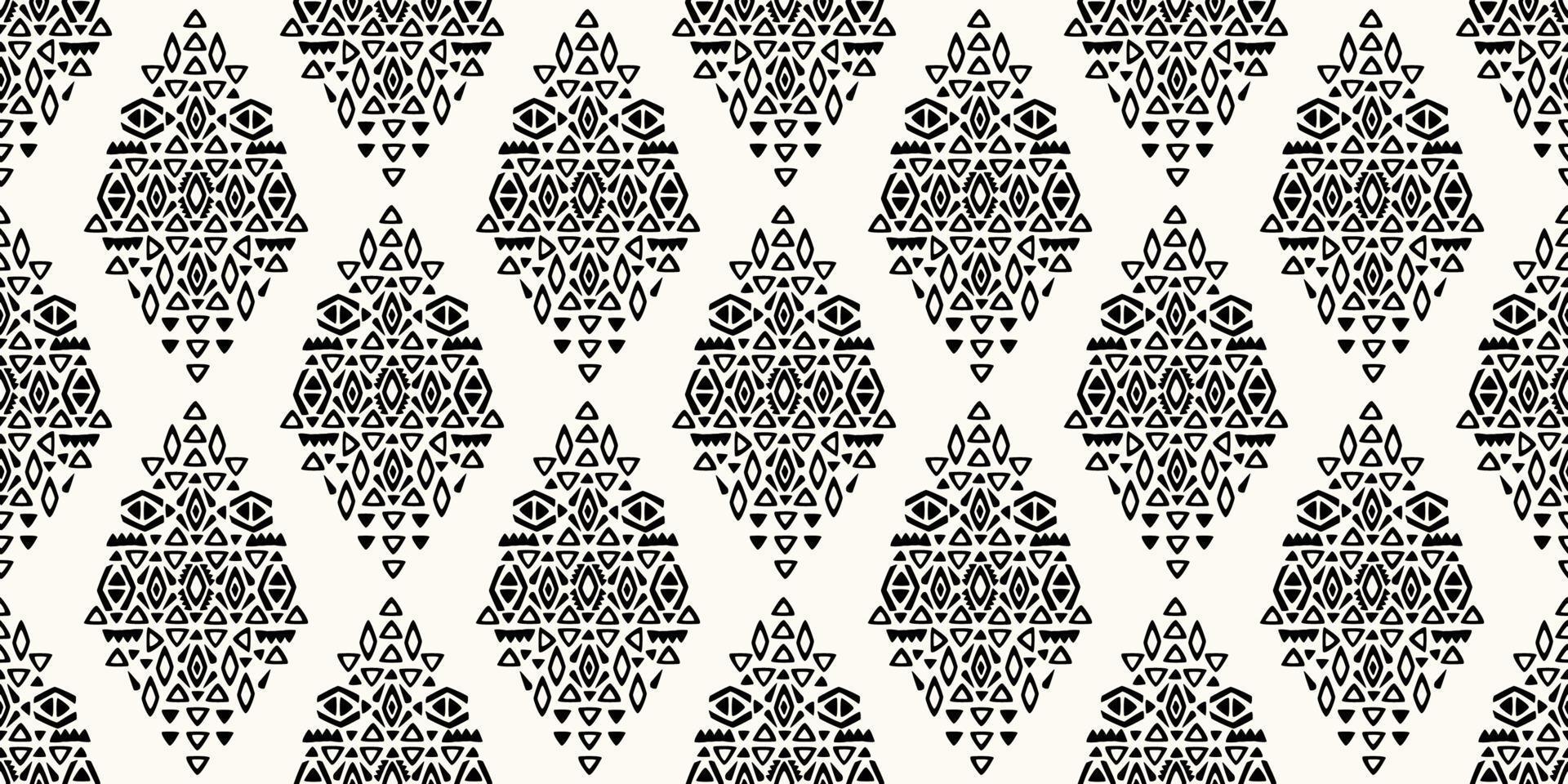 nahtloses ikat-muster. vektorgeometrischer stammesafrikanischer indischer traditioneller stickereihintergrund. böhmische Mode. ethnischer Stoff Teppich Batik Ornament Chevron Textildekoration Tapete vektor