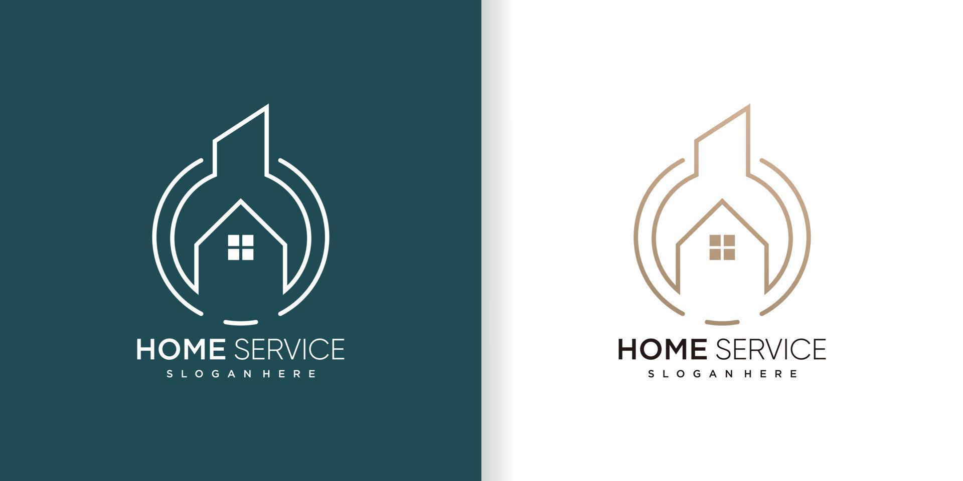 Hem service logotyp med kreativ begrepp design vektor ikon illustrastion