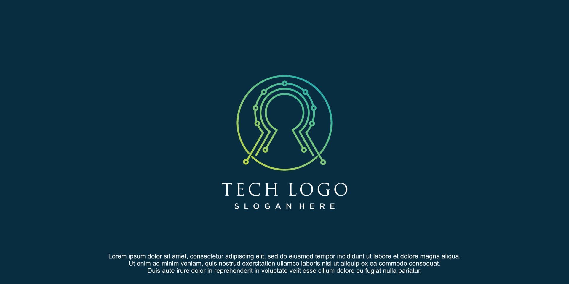 Schlüssel-Tech-Logo mit kreativem Design-Ikonen-Premium-Vektor vektor