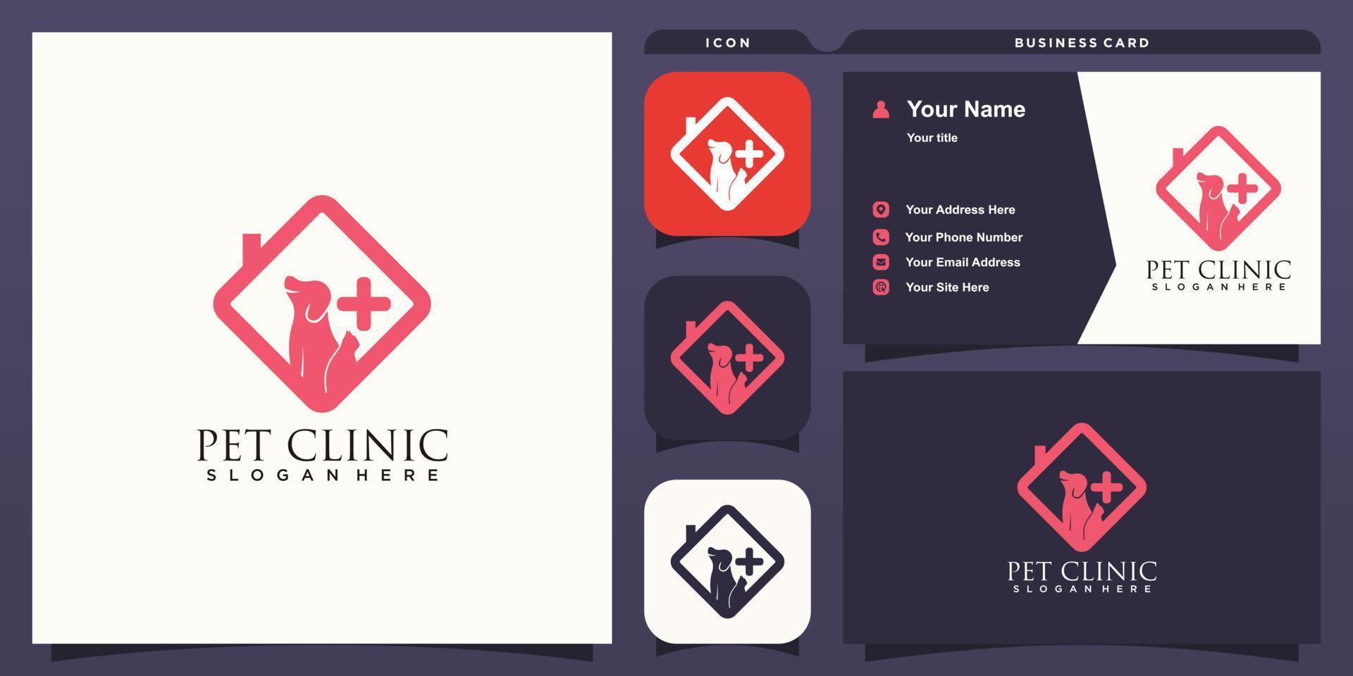 sällskapsdjur klinik logotyp med kreativ design vektor ikon illustration