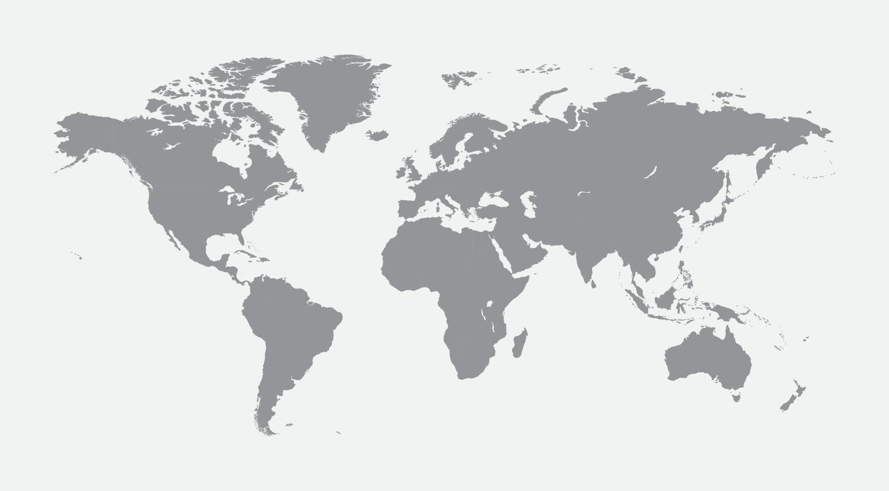 Weltkarte isoliert auf weißem Hintergrund. graue Silhouette Weltkarte vektor