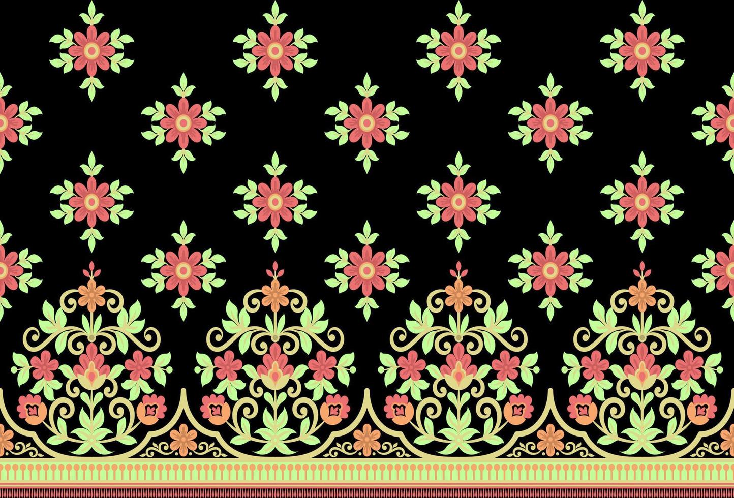 geometrisk etnisk mönster sömlös blomma Färg orientalisk. sömlös mönster. design för tyg, ridå, bakgrund, matta, tapet, Kläder, omslag, batik, tyg vektor illustration.