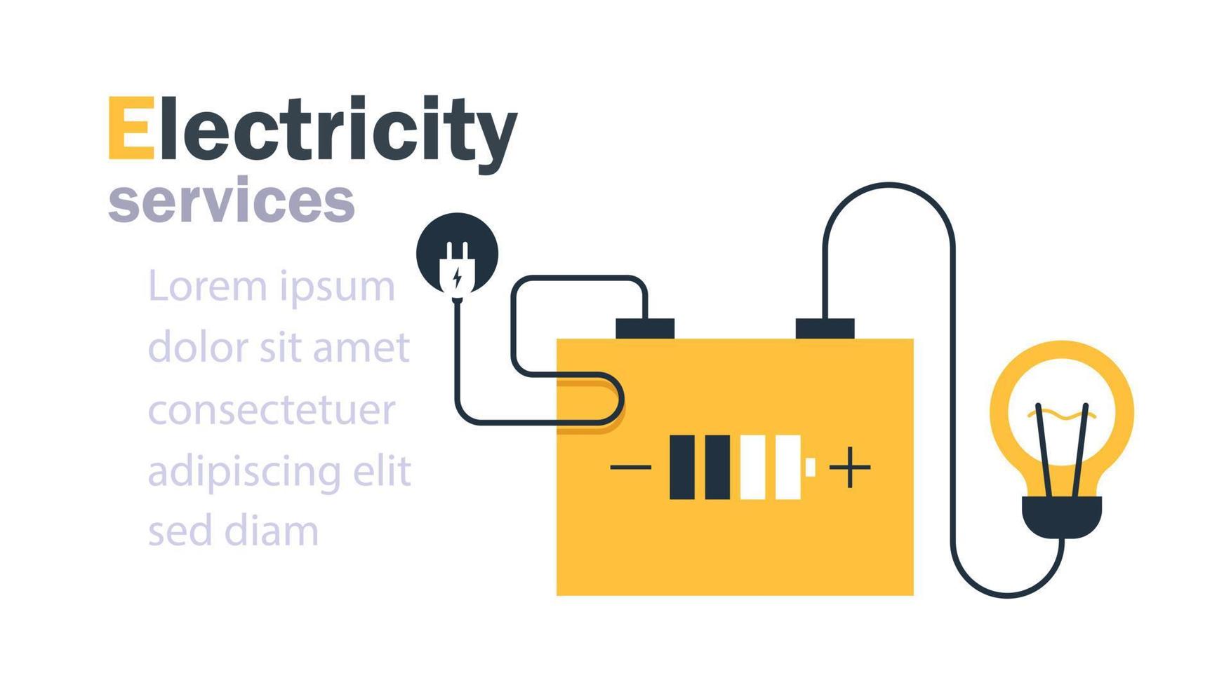 Energiesparkonzept, grafische Elemente der Stromverbindung. leuchtbirne und steckgabel, elektrische dienstleistungen und versorgungssymbole vektor