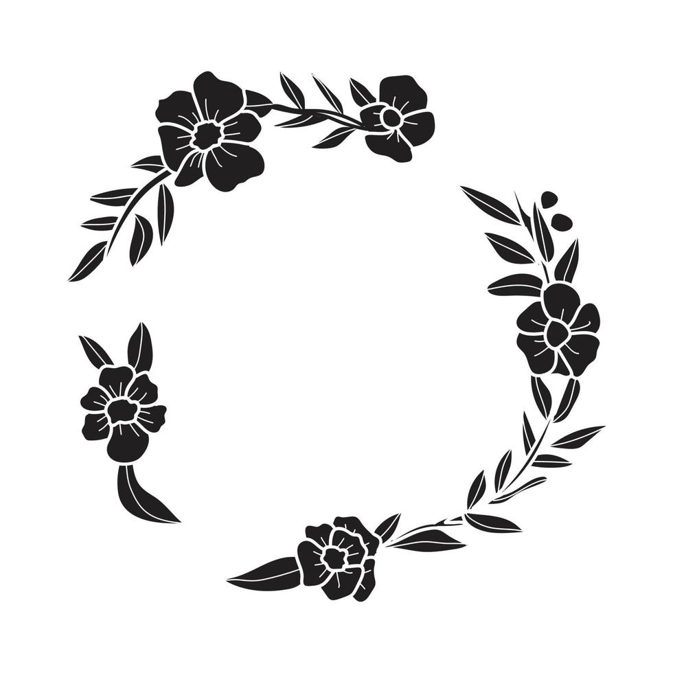 konst samling av naturlig blommig ört- löv blommor i silhuett stil. dekorativ skönhet elegant illustration för hand dragen blommig design vektor