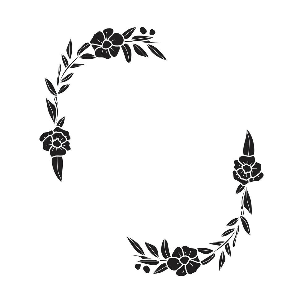 konst samling av naturlig blommig ört- löv blommor i silhuett stil. dekorativ skönhet elegant illustration för hand dragen blommig design vektor