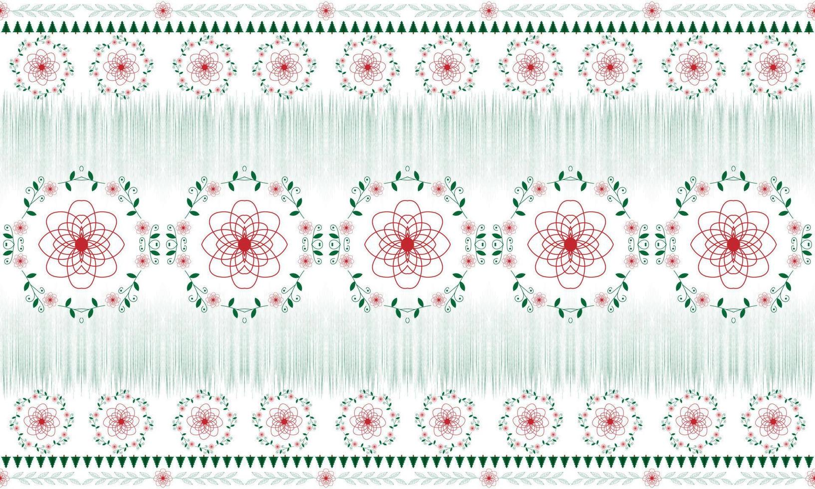 utsmyckad elegant antik porslin blomma och tall träd jul begrepp. geometrisk asiatisk årgång retro stil. abstrakt sömlös mönster textur tyg textil- bakgrund bakgrund konst skriva ut vektor. vektor