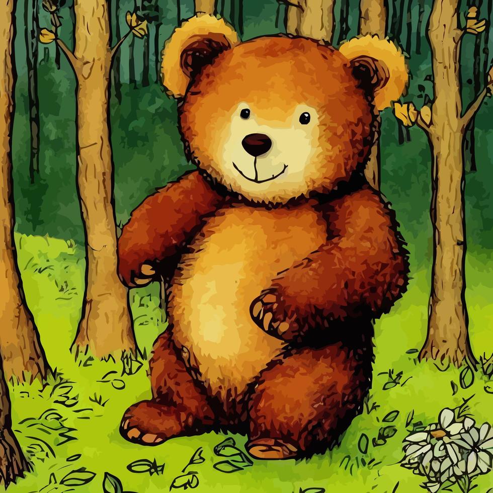 brun skog grizzly teddy Björn vektor