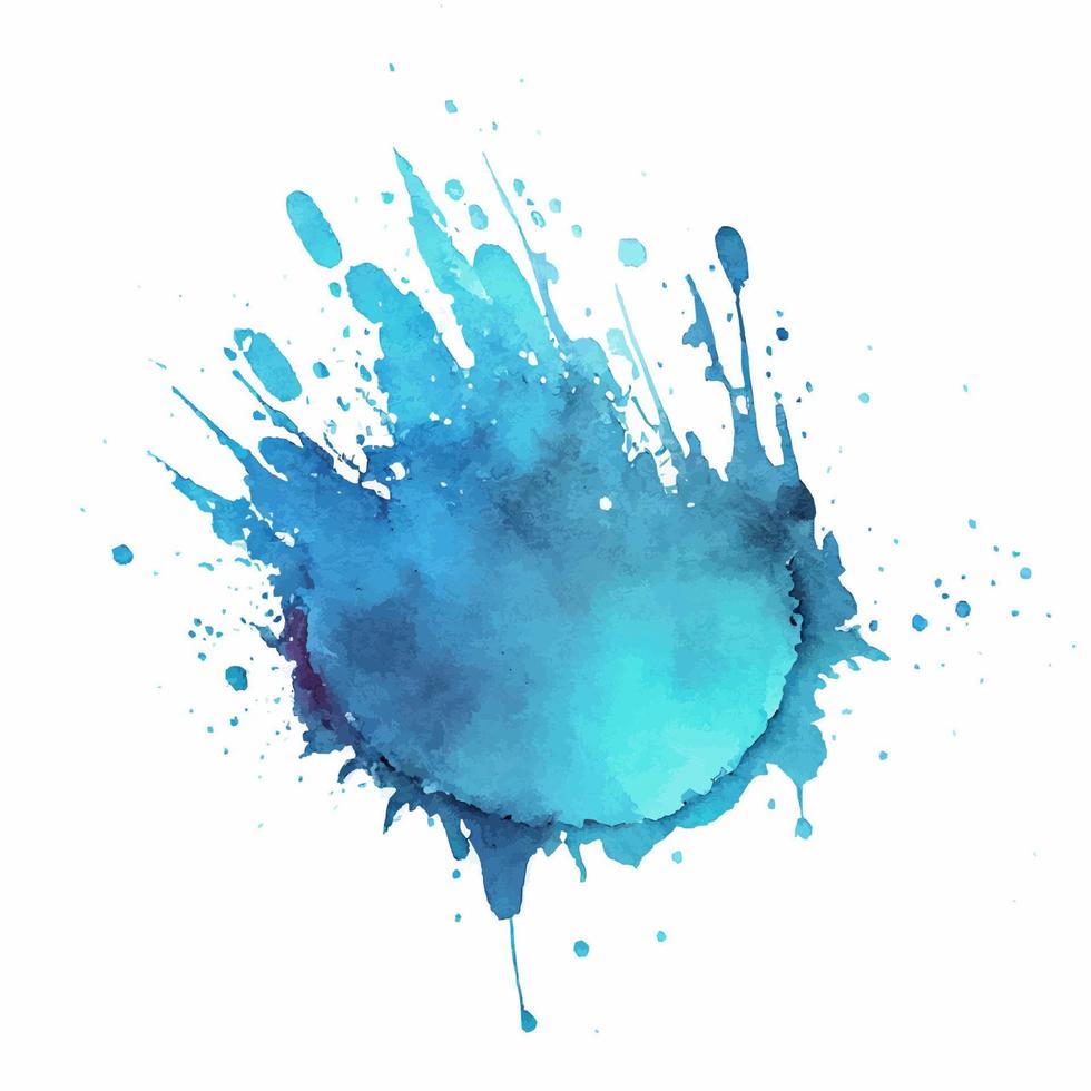 blå vattenfärg måla stänk isolerat vektor