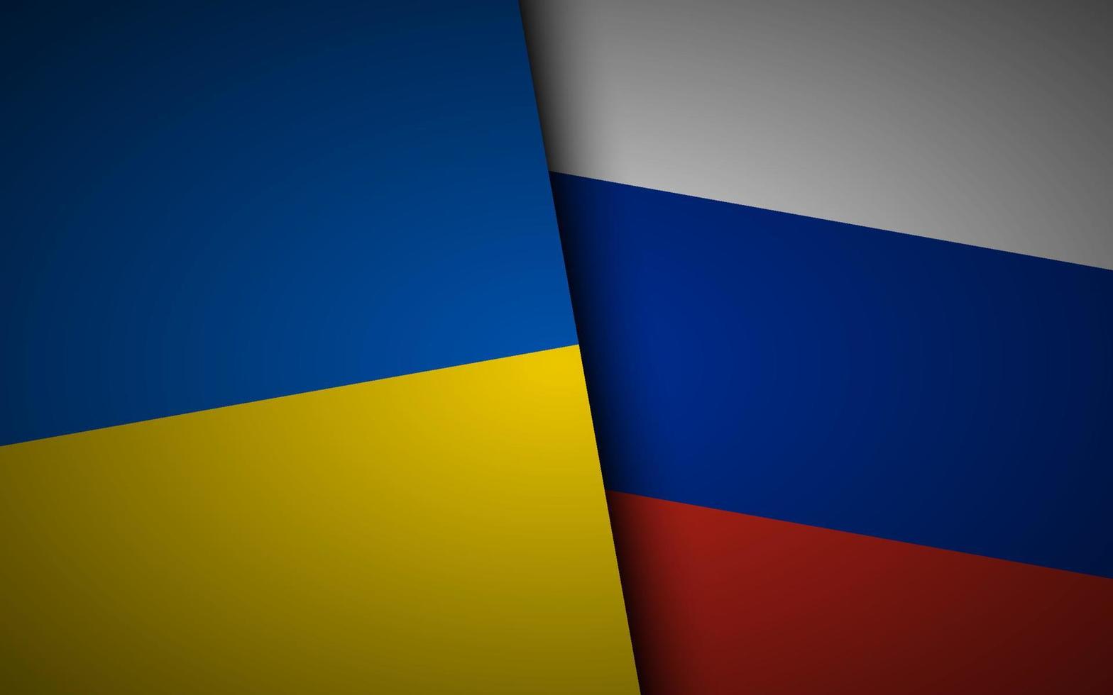 Flagge der Ukraine und Russlands. ukrainische und russische zwei gefaltete flaggen. Invasionskrise vektor