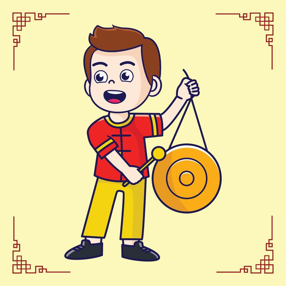 söt kinesisk barn vektor lunar ny år