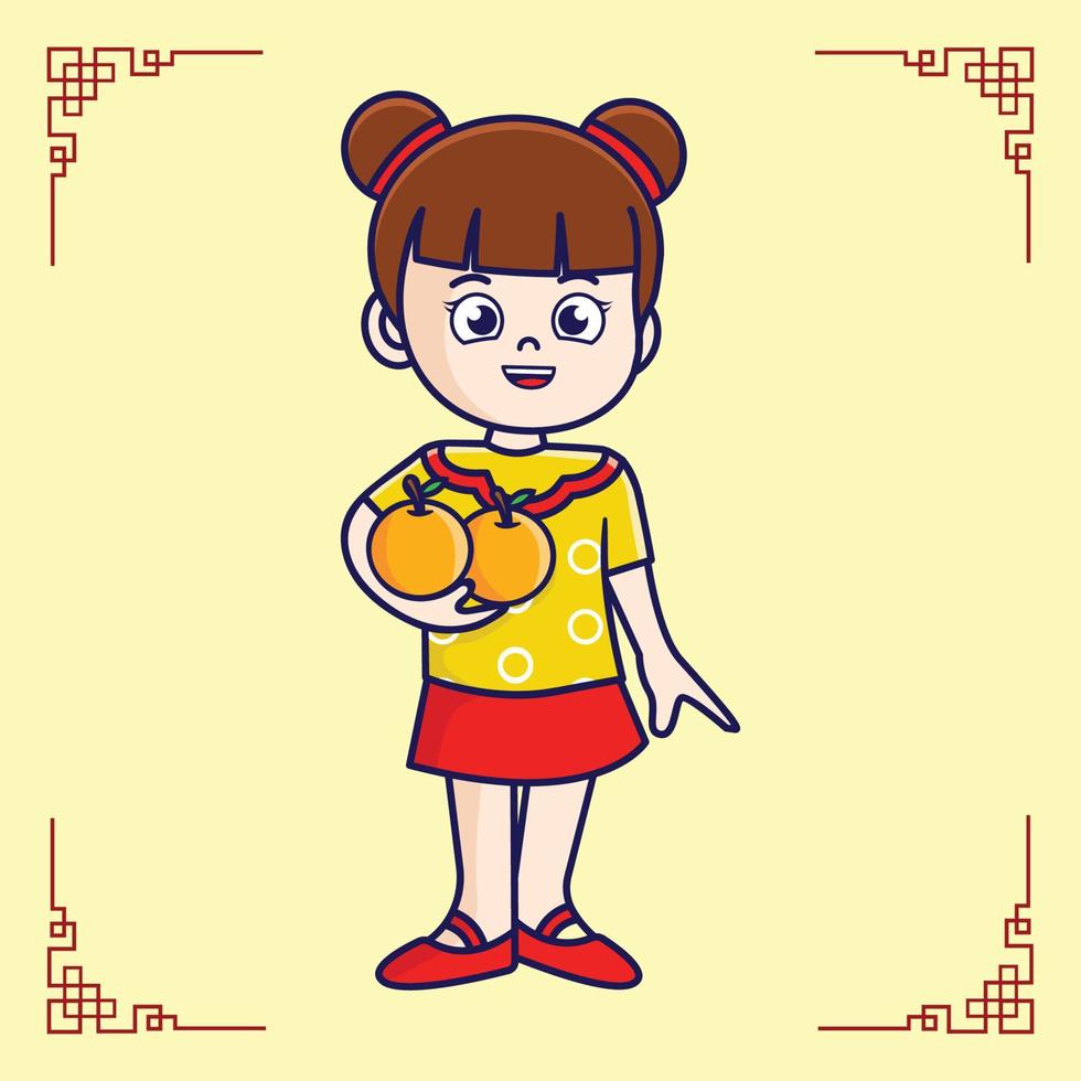süße chinesische Kinder Vektor Mondneujahr