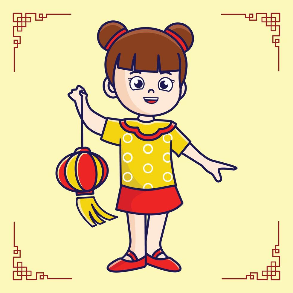 söt kinesisk barn vektor lunar ny år