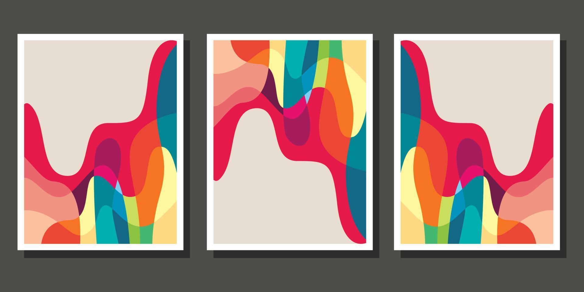 sammlung flüssiger abstrakter plakate in voller farbe vektor