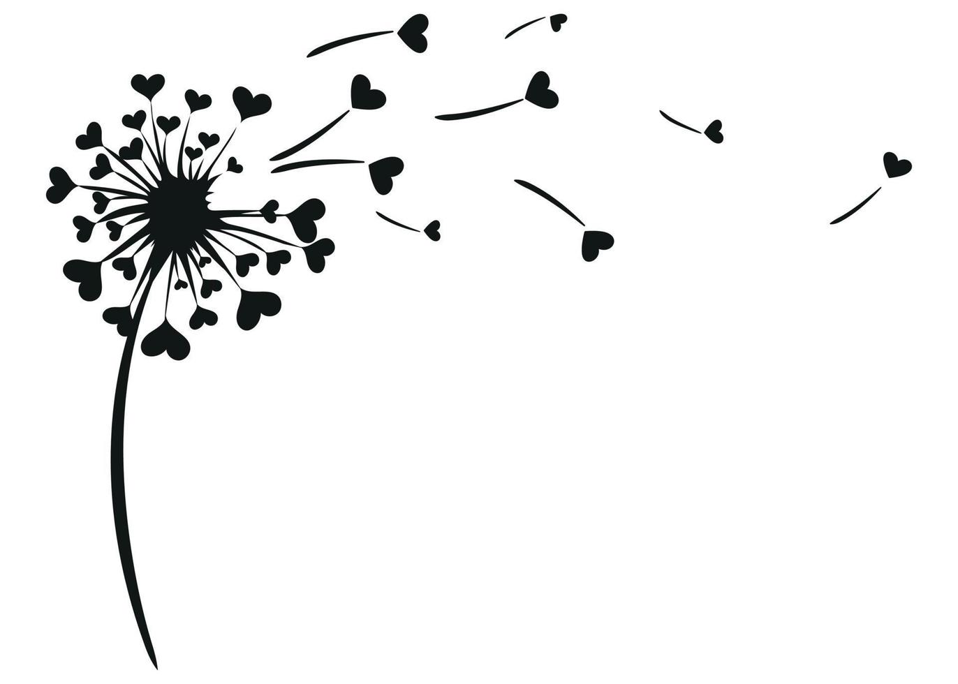Löwenzahnblume mit Herzliebeskonzept lokalisiert auf weißem Hintergrund vektor