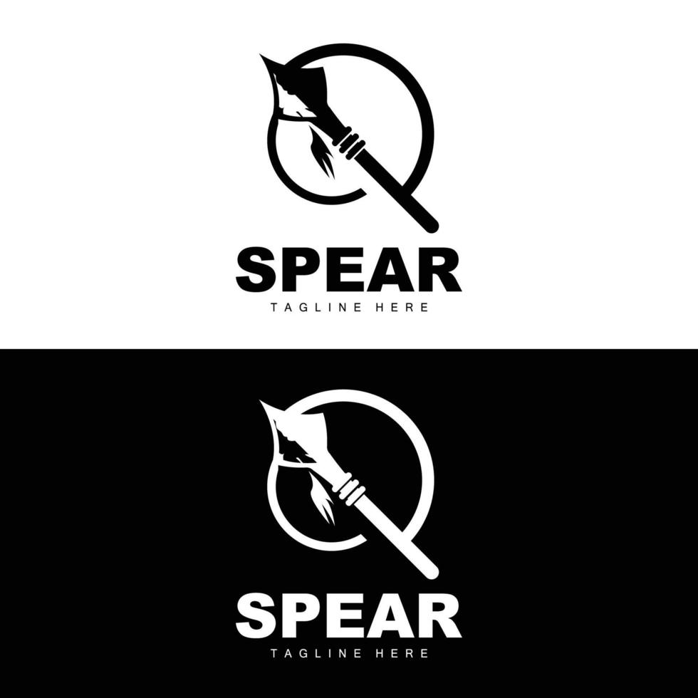 spjut logotyp, lång räckvidd kasta vapen mål ikon design, produkt och företag varumärke ikon illustration vektor