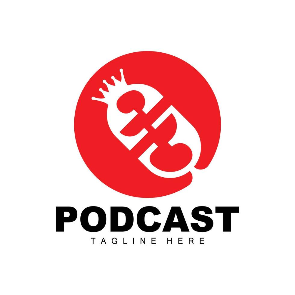 podcast logotyp, vektor, headsetet och chatt, enkel årgång mikrofon design vektor