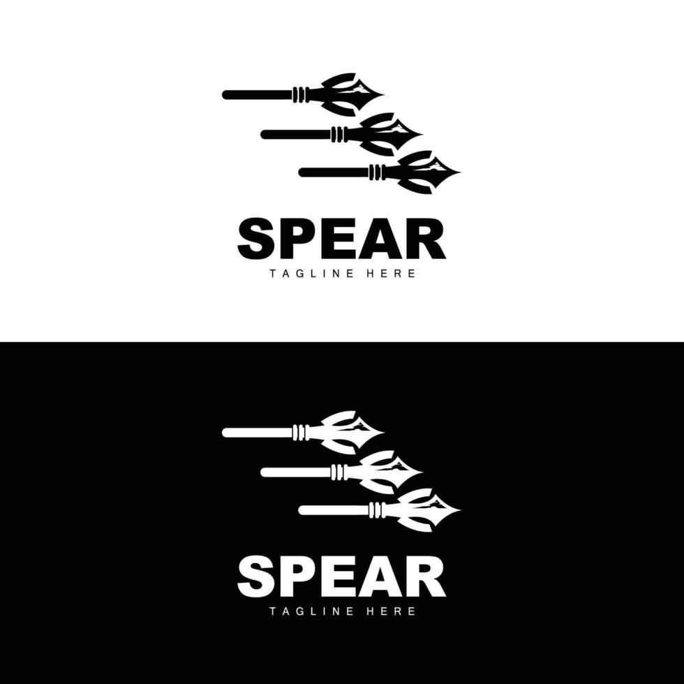 Speer-Logo, Langstrecken-Wurfwaffenziel-Icon-Design, Produkt- und Firmenmarken-Icon-Illustration vektor