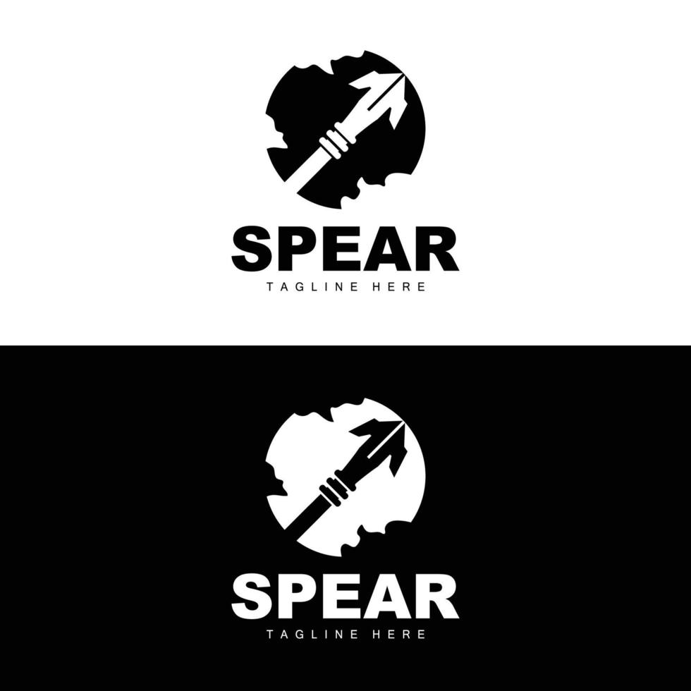 Speer-Logo, Langstrecken-Wurfwaffenziel-Icon-Design, Produkt- und Firmenmarken-Icon-Illustration vektor