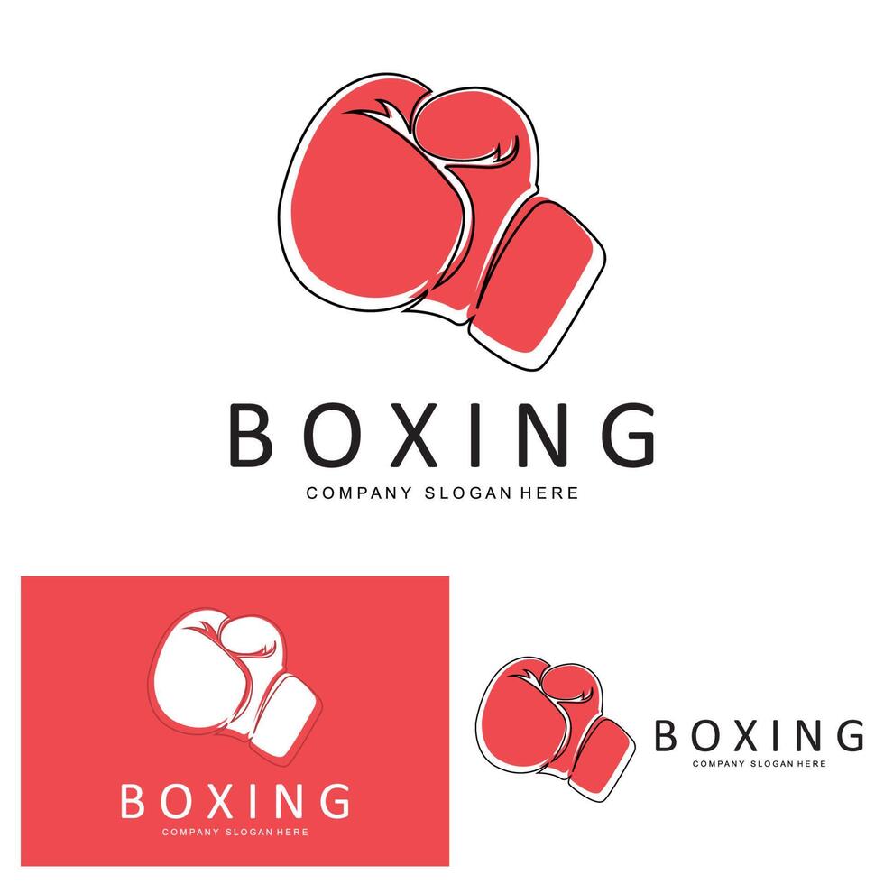 Boxhandschuhe-Logo-Design, Wrestling-Ring-Kämpfer-Kunstvektorillustration vektor