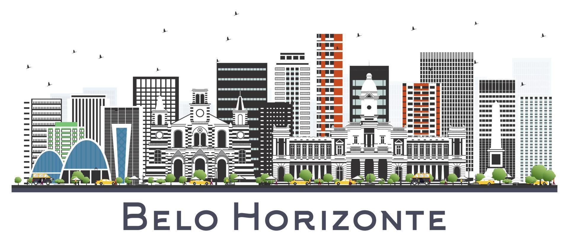 belo horizonte brasilien stadtskyline mit farbigen gebäuden isoliert auf weiß. vektor