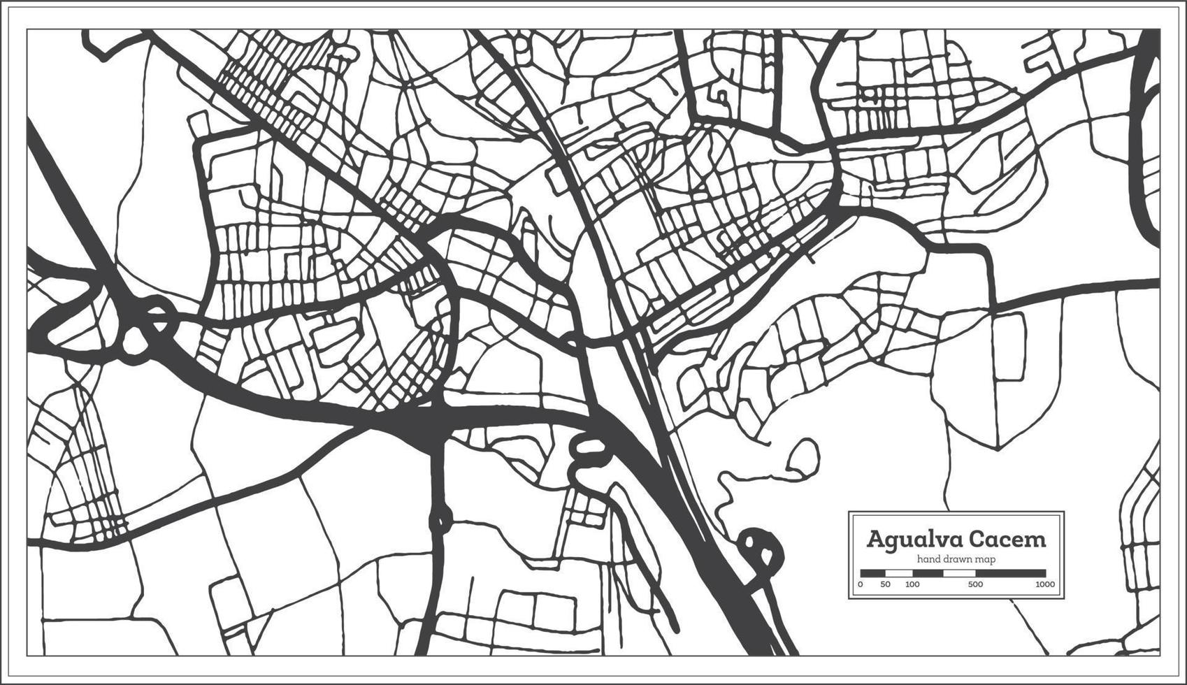 agualva cacem portugal stadtplan im retro-stil. Übersichtskarte. vektor