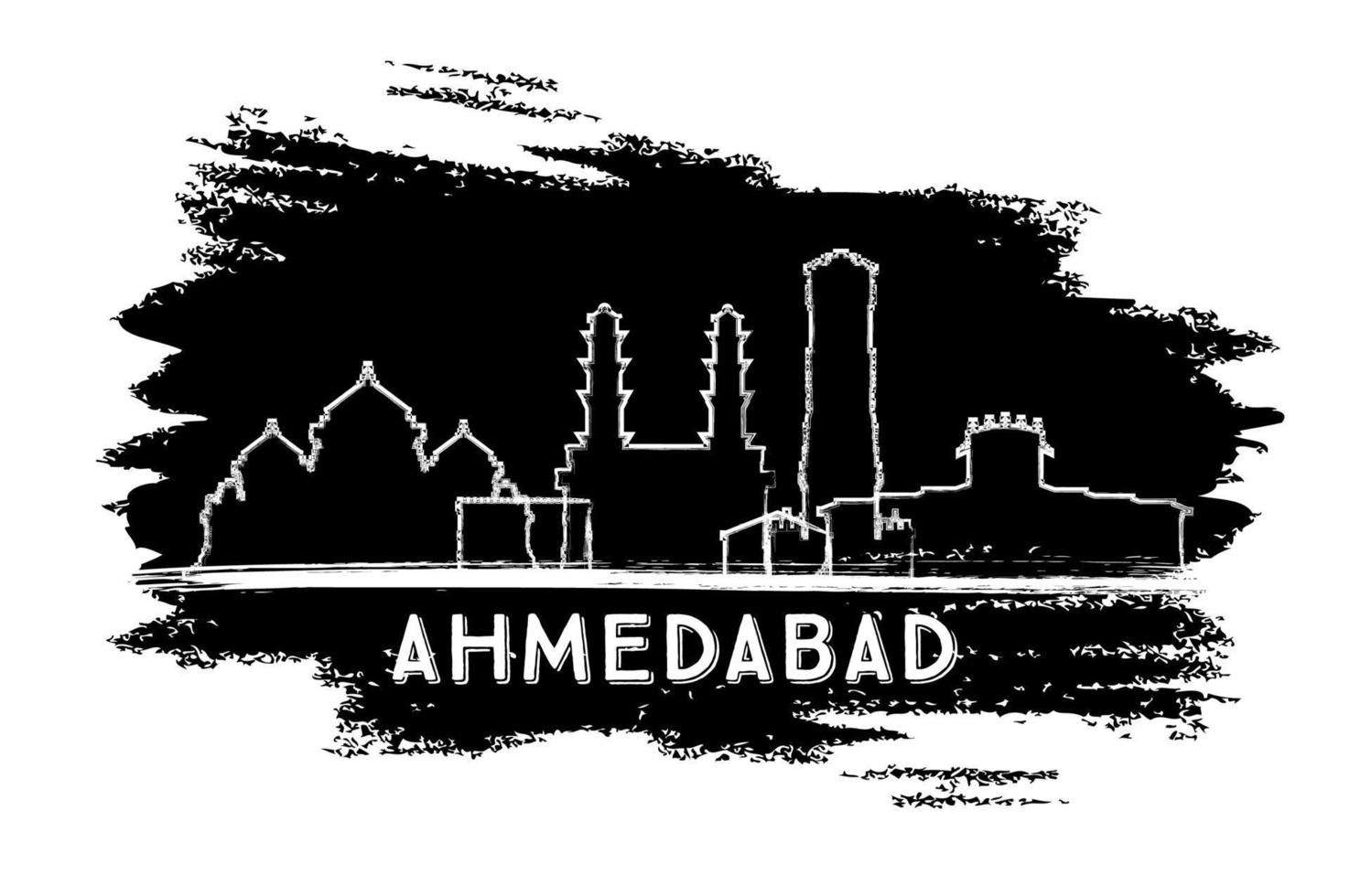 Ahmedabad Indien City Skyline Silhouette. handgezeichnete Skizze. vektor