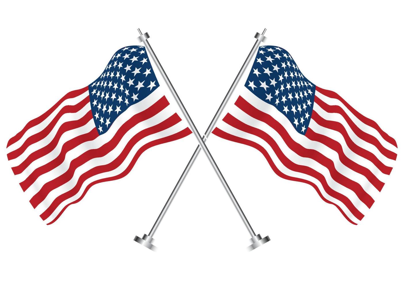 gekreuzte Flaggen der USA. Vektor-Illustration. vektor