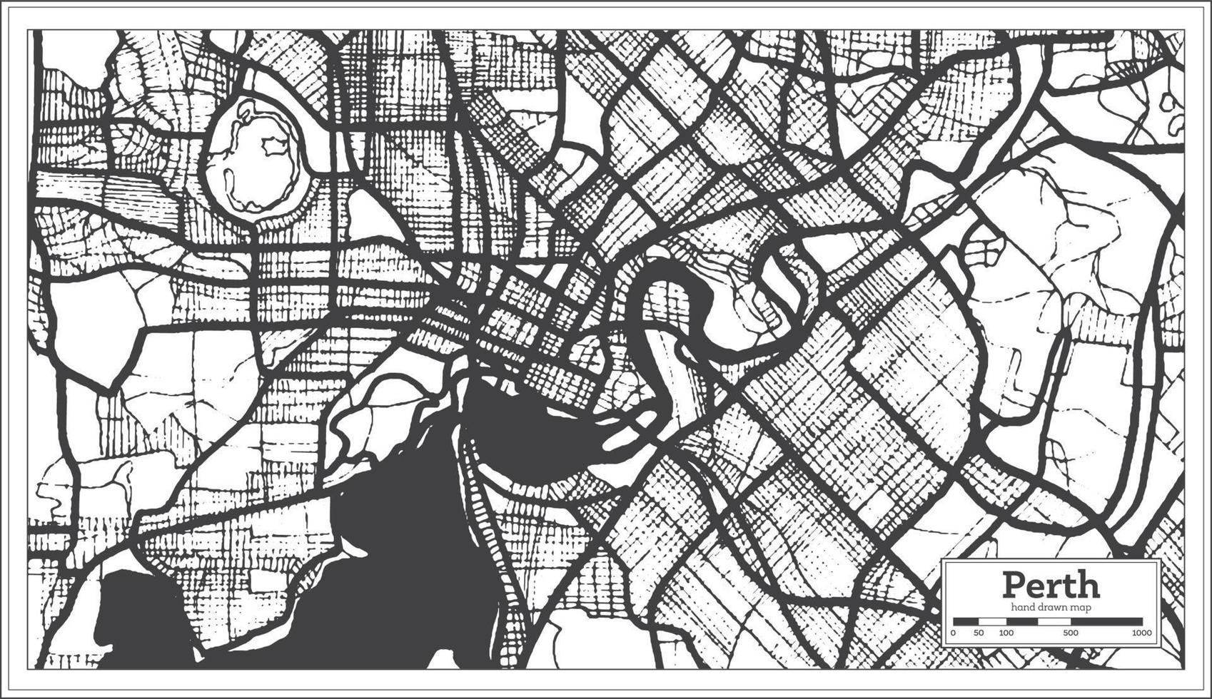 perth australien stadtplan in schwarz und weiß. Übersichtskarte. vektor