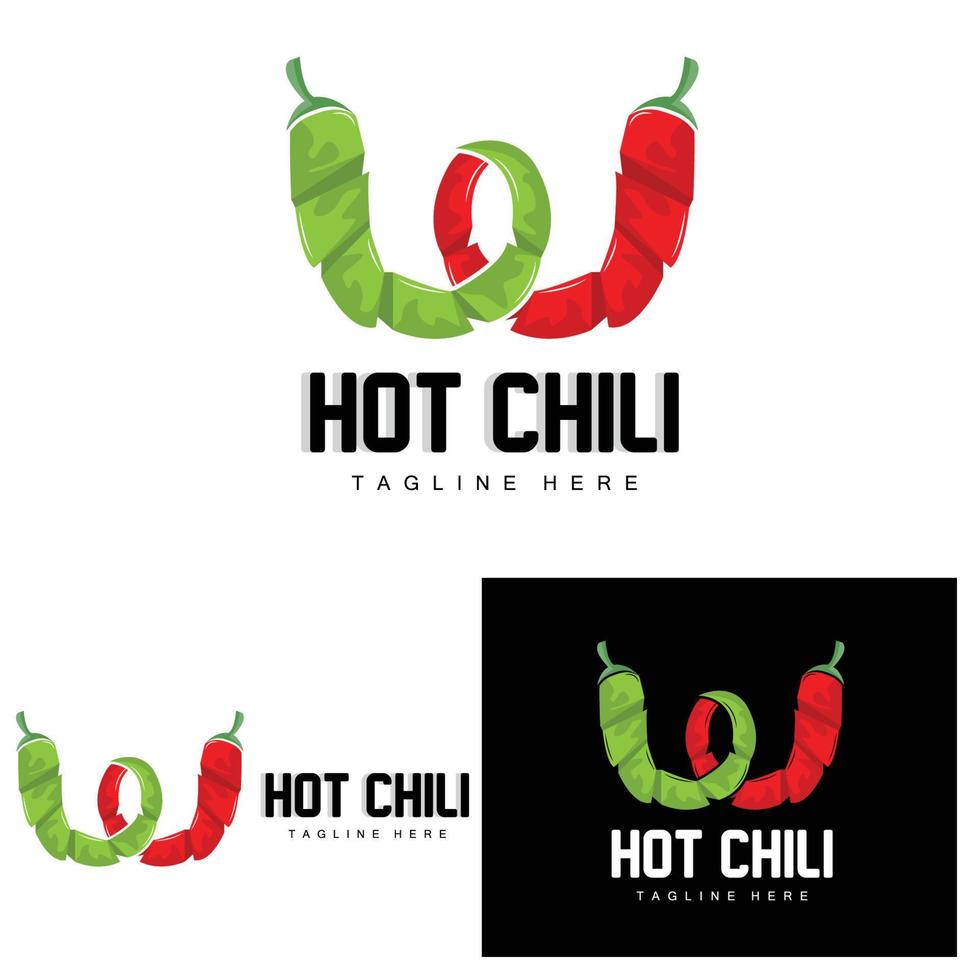 rotes Chili-Logo, scharfer Chili-Pfeffer-Vektor, Chili-Gartenhaus-Illustration, Firmen-Produktmarken-Illustration vektor