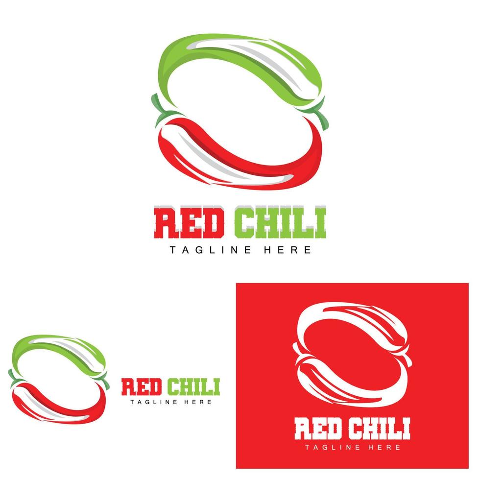 rotes Chili-Logo, scharfer Chili-Pfeffer-Vektor, Chili-Gartenhaus-Illustration, Firmen-Produktmarken-Illustration vektor