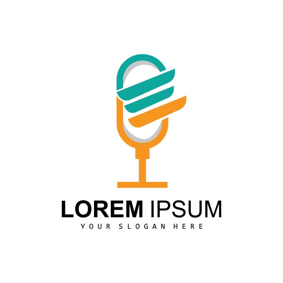 Radio-Podcast-Logo, Mikrofonillustration, Stempelsymbol-Abzeichen-Vektordesign vektor