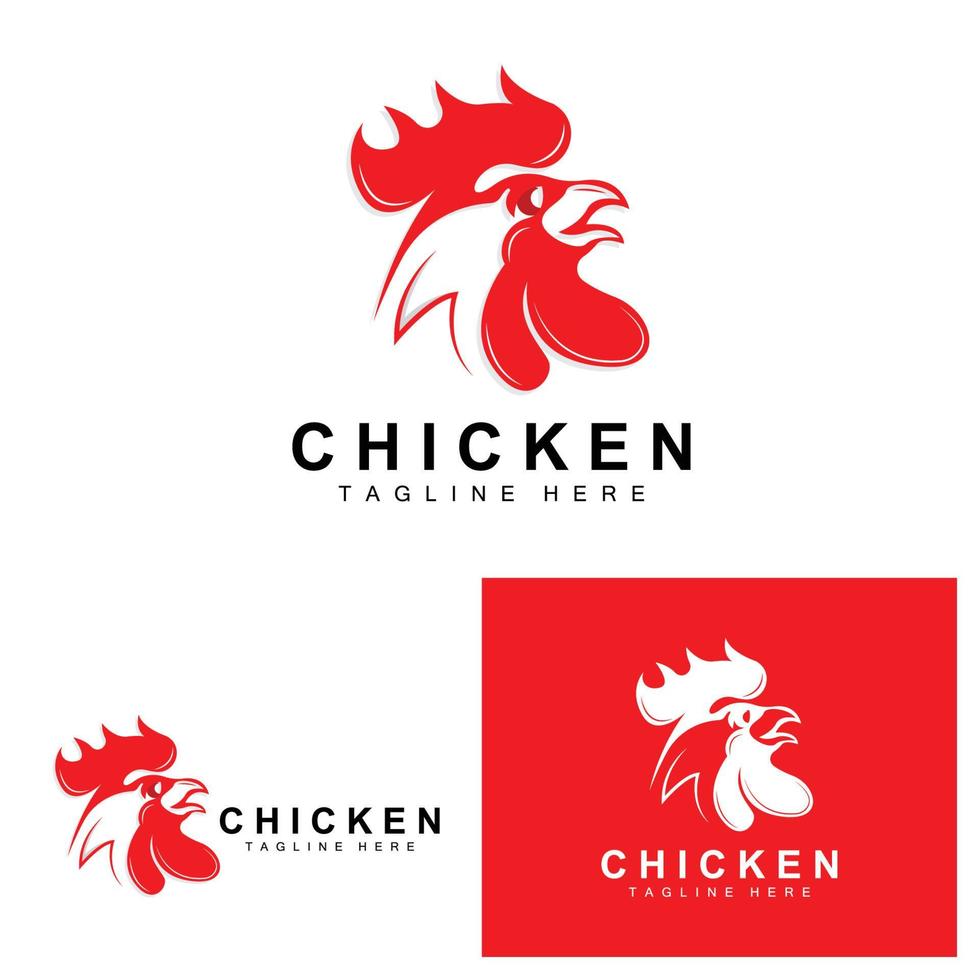 gegrilltes Hähnchen-Barbecue-Logo-Design, Hähnchenkopf-Vektor, Firmenmarke vektor