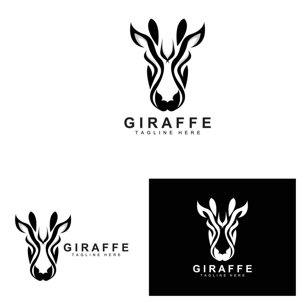 giraff logotyp design, giraff huvud vektor silhuett, hög nacke djur, Zoo, tatuering illustration, produkt varumärke